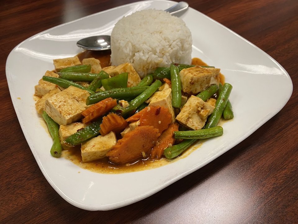 Strip-mall restaurant interior with a quiet, unpretentious feel.